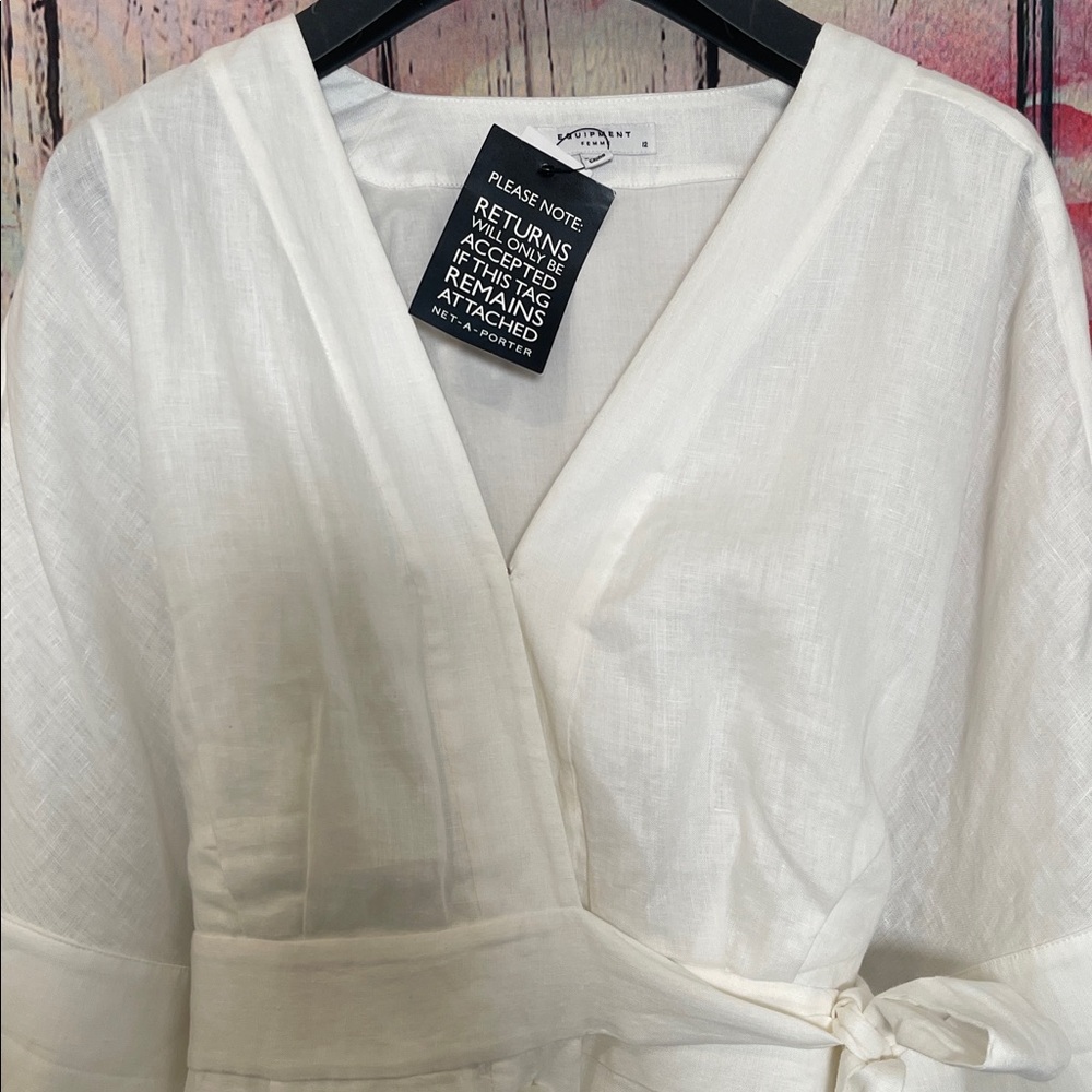 White Linen Equipment Dress 12 - Picture 4 of 9